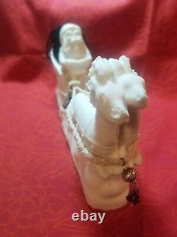 VTG ITALIAN MADE RARE ALABASTER Santa, Sleigh & Reindeer STUNNING