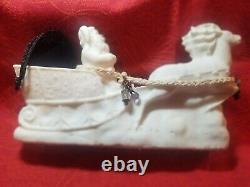 VTG ITALIAN MADE RARE ALABASTER Santa, Sleigh & Reindeer STUNNING