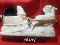 VTG ITALIAN MADE RARE ALABASTER Santa, Sleigh & Reindeer STUNNING