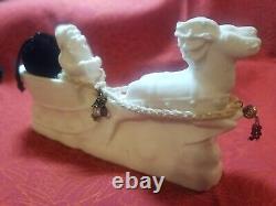 VTG ITALIAN MADE RARE ALABASTER Santa, Sleigh & Reindeer STUNNING