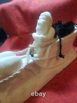 VTG ITALIAN MADE RARE ALABASTER Santa, Sleigh & Reindeer STUNNING