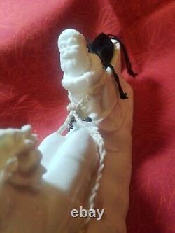 VTG ITALIAN MADE RARE ALABASTER Santa, Sleigh & Reindeer STUNNING