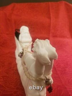 VTG ITALIAN MADE RARE ALABASTER Santa, Sleigh & Reindeer STUNNING