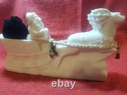 VTG ITALIAN MADE RARE ALABASTER Santa, Sleigh & Reindeer STUNNING