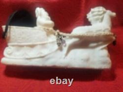 VTG ITALIAN MADE RARE ALABASTER Santa, Sleigh & Reindeer STUNNING