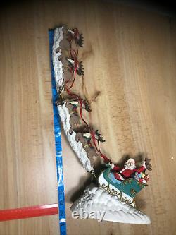 VTG Jaimy Christmas Santa Sleigh 8 Flying Reindeer Statue 19 H NOS