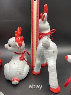 VTG Kimple Mold Lot of 5pcs Ceramic Christmas Reindeers & Santa Sleigh Figurines