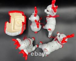 VTG Kimple Mold Lot of 5pcs Ceramic Christmas Reindeers & Santa Sleigh Figurines