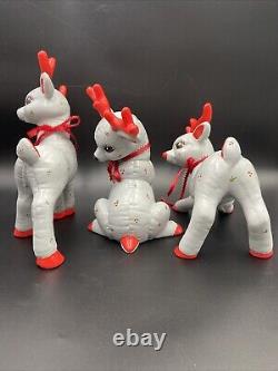 VTG Kimple Mold Lot of 5pcs Ceramic Christmas Reindeers & Santa Sleigh Figurines