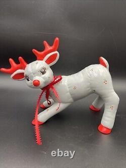 VTG Kimple Mold Lot of 5pcs Ceramic Christmas Reindeers & Santa Sleigh Figurines