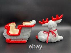 VTG Kimple Mold Lot of 5pcs Ceramic Christmas Reindeers & Santa Sleigh Figurines