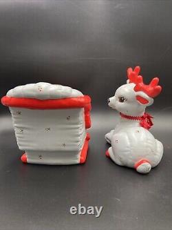 VTG Kimple Mold Lot of 5pcs Ceramic Christmas Reindeers & Santa Sleigh Figurines