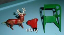 VTG LEAD RARE BARCLAY SANTA With TOY BAG ON SLEIGH WITH REINDEER B197 VNM F/S D