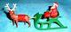 Vtg Lead Rare Barclay Santa With Toy Bag On Sleigh With Reindeer B197 With Antlers