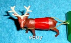 VTG LEAD RARE BARCLAY SANTA With TOY BAG ON SLEIGH With REINDEER B197 With ANTLERS