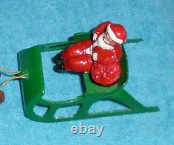 VTG LEAD RARE BARCLAY SANTA With TOY BAG ON SLEIGH With REINDEER B197 With ANTLERS