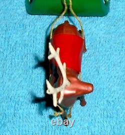 VTG LEAD RARE BARCLAY SANTA With TOY BAG ON SLEIGH With REINDEER B197 With ANTLERS