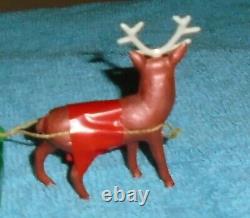 VTG LEAD RARE BARCLAY SANTA With TOY BAG ON SLEIGH With REINDEER B197 With ANTLERS