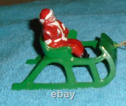VTG LEAD RARE BARCLAY SANTA With TOY BAG ON SLEIGH With REINDEER B197 With ANTLERS