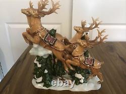 VTG Members Mark Santa Sleigh With Reindeers Christmas Centerpiece Holiday Decor