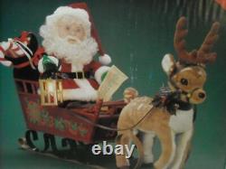 VTG NEW SANTAS BEST ANIMATED SANTA, SLEIGH & REINDEER HEADS ARMS LEG MOVES WithBOX