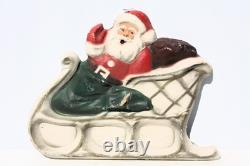 VTG Paper Mache' Santa In Sleigh With2 Reindeer Large Wall Mount Mid Century