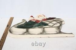 VTG Paper Mache' Santa In Sleigh With2 Reindeer Large Wall Mount Mid Century