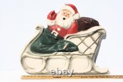 VTG Paper Mache' Santa In Sleigh With2 Reindeer Large Wall Mount Mid Century