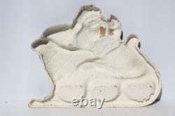 VTG Paper Mache' Santa In Sleigh With2 Reindeer Large Wall Mount Mid Century