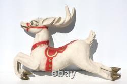 VTG Paper Mache' Santa In Sleigh With2 Reindeer Large Wall Mount Mid Century