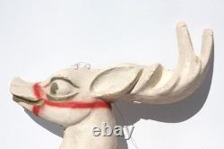 VTG Paper Mache' Santa In Sleigh With2 Reindeer Large Wall Mount Mid Century