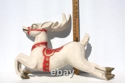 VTG Paper Mache' Santa In Sleigh With2 Reindeer Large Wall Mount Mid Century