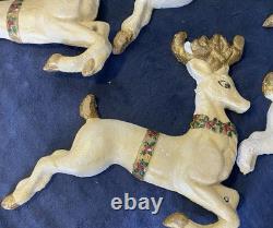 VTG Poloron Santa In Sleigh With4 Reindeer Pre Blow Mold Wall Mount-Nice/Rare