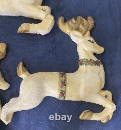 VTG Poloron Santa In Sleigh With4 Reindeer Pre Blow Mold Wall Mount-Nice/Rare