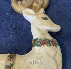 VTG Poloron Santa In Sleigh With4 Reindeer Pre Blow Mold Wall Mount-Nice/Rare