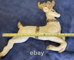 VTG Poloron Santa In Sleigh With4 Reindeer Pre Blow Mold Wall Mount-Nice/Rare
