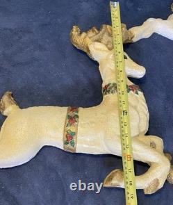 VTG Poloron Santa In Sleigh With4 Reindeer Pre Blow Mold Wall Mount-Nice/Rare