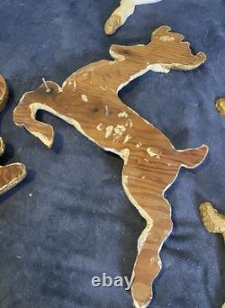 VTG Poloron Santa In Sleigh With4 Reindeer Pre Blow Mold Wall Mount-Nice/Rare