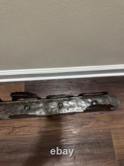 VTG Rustic Large Hand cut Dark Metal Santa Sleigh w Reindeer Candle Holder