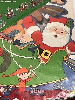 VTG Santa Clause Sleigh Reindeer Diecut Cutout Fun World Christmas Hong Kong HTF