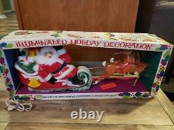 VTG Santa Sleigh & 2 Reindeer Tabletop Blow Mold by Empire 24 Original Box
