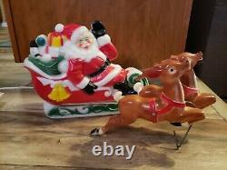 VTG Santa Sleigh & 2 Reindeer Tabletop Blow Mold by Empire 24 Original Box