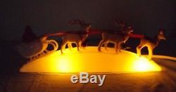 VTG Santa & Sleigh 4 Reindeer & Rudolph Hard Plastic Royal Electric Light Up