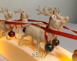 VTG Santa & Sleigh 4 Reindeer & Rudolph Hard Plastic Royal Electric Light Up
