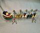 Vtg Santa Sleigh & Reindeer Candelabra Hand Painted Christmas Table Decor Cl