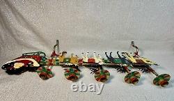 VTG Santa Sleigh & Reindeer Candelabra Hand Painted Christmas Table Decor CL
