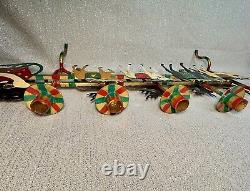 VTG Santa Sleigh & Reindeer Candelabra Hand Painted Christmas Table Decor CL
