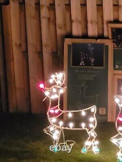 VTG Santa Sleigh & Reindeer Outdoor Lighted Christmas Display Markee Products