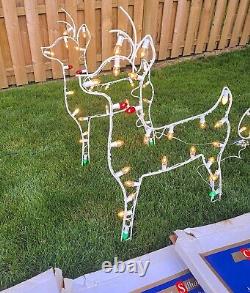 VTG Santa Sleigh & Reindeer Outdoor Lighted Christmas Display Markee Products