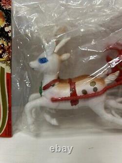 VTG Santa Sleigh Reindeer Xmas Decor Centerpieces Plastic Hong Kong 1974 NEW